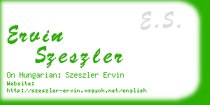 ervin szeszler business card